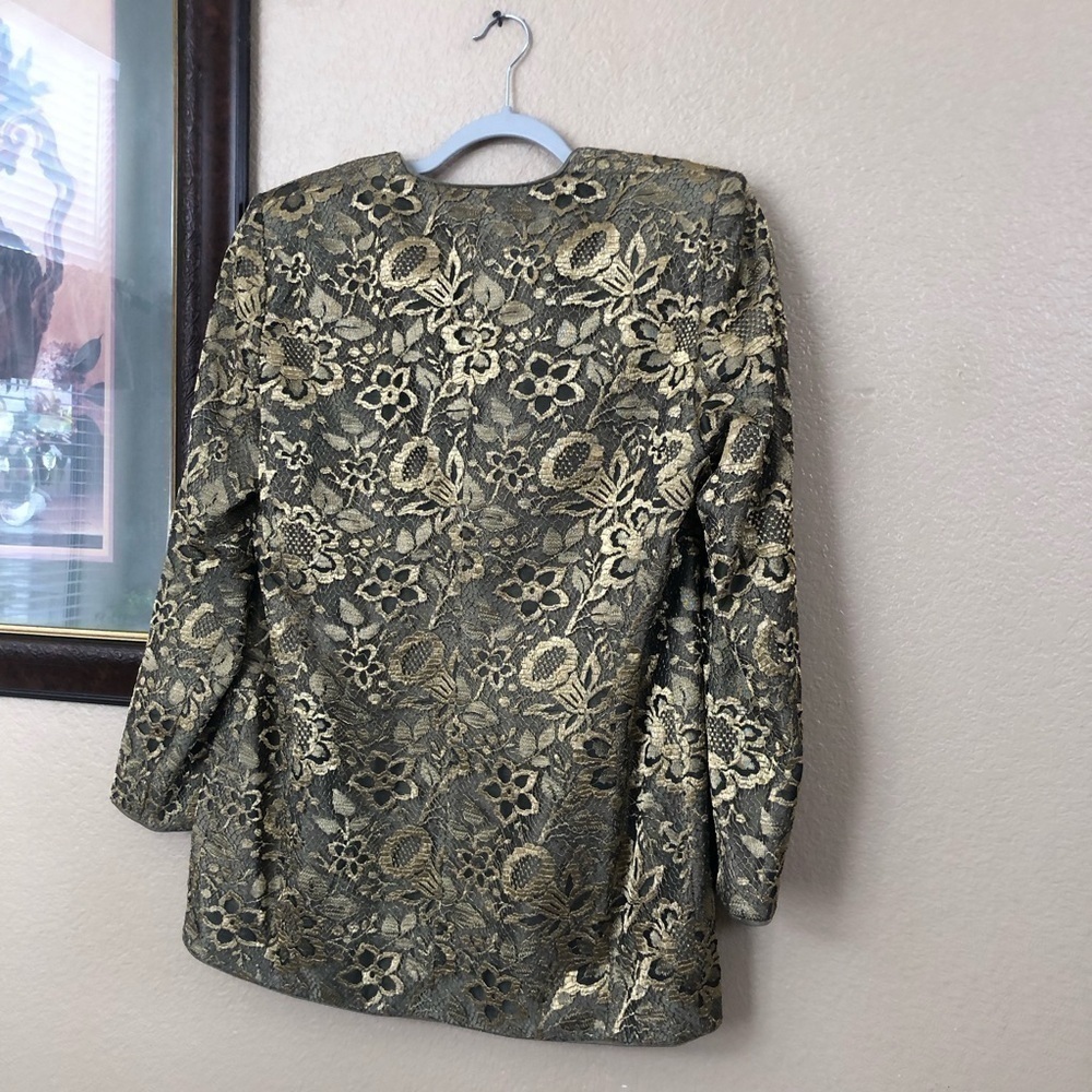 Escada Metallic Lace detail Coat Size 40 - Picture 5 of 8